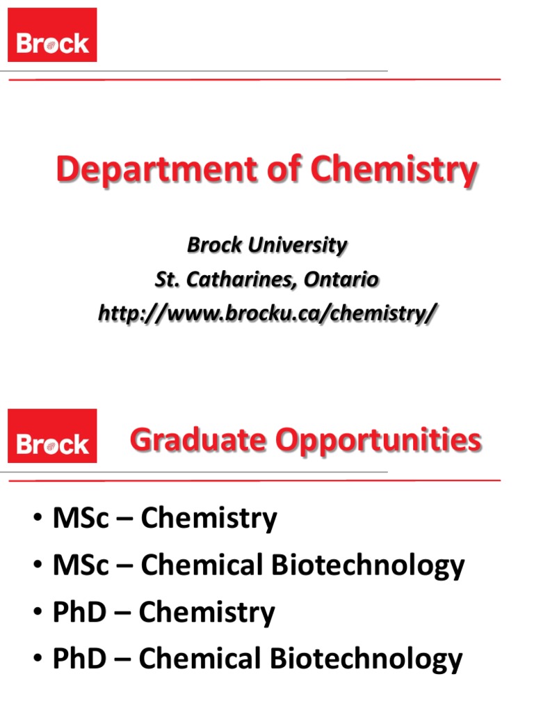 Department of Chemistry Brock University St. Catharines, Ontario PDF