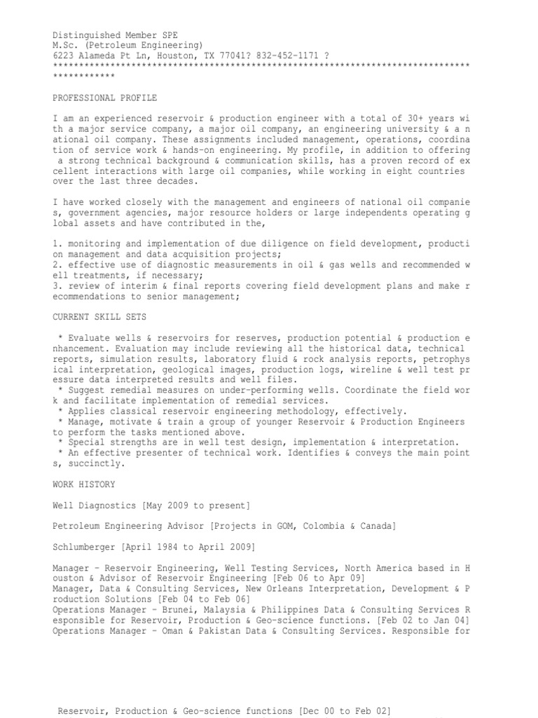 Reservoir Engineer, Production Engineer PDF Petroleum Reservoir