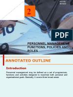 Personnel management functions, policies and roles