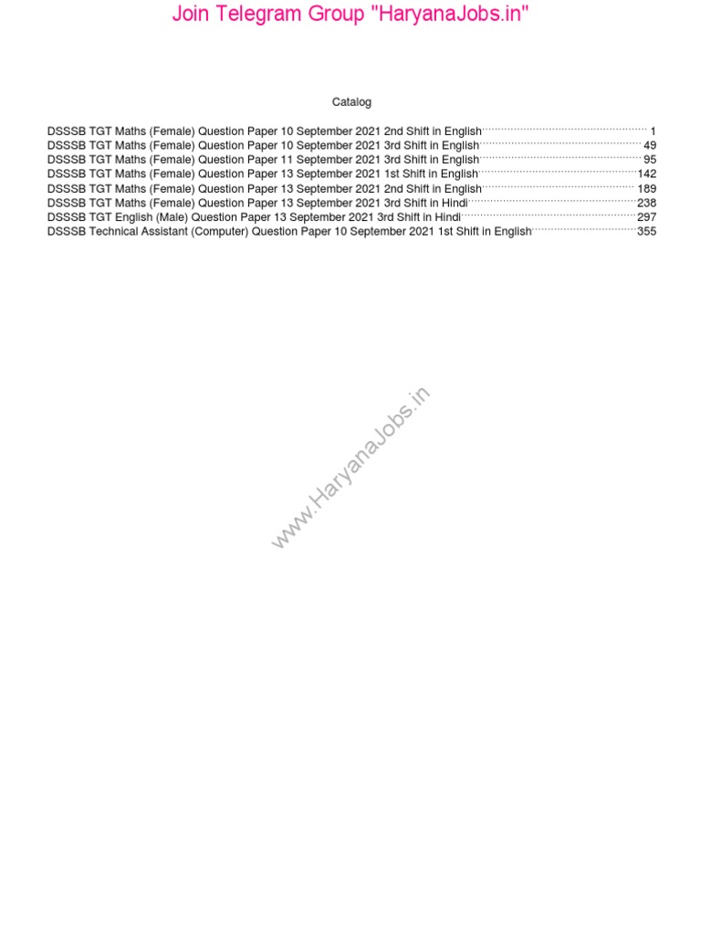 DSSSB Previous Year Question Paper 11 To 14 September 2021 CBT PDF | PDF