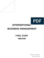 International Business Management: Final Exam