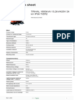 Product Data Sheet: TRIHAL 1600kVA 13,2kV/420V 24 KV Ip00 Tier2