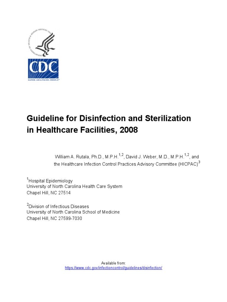 CDC Disinfection Guidelines, 2008 Update 2018 PDF Sterilization (Microbiology) Disinfectant