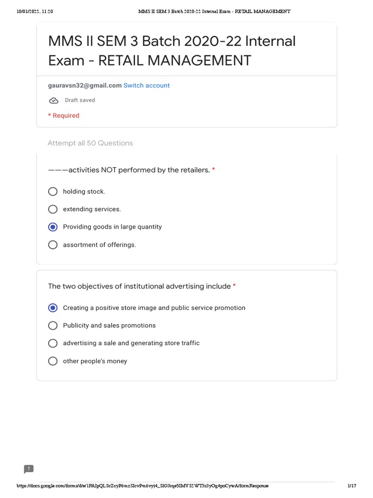 Retail Management Internal Exam 2022 | PDF | Retail | Brand