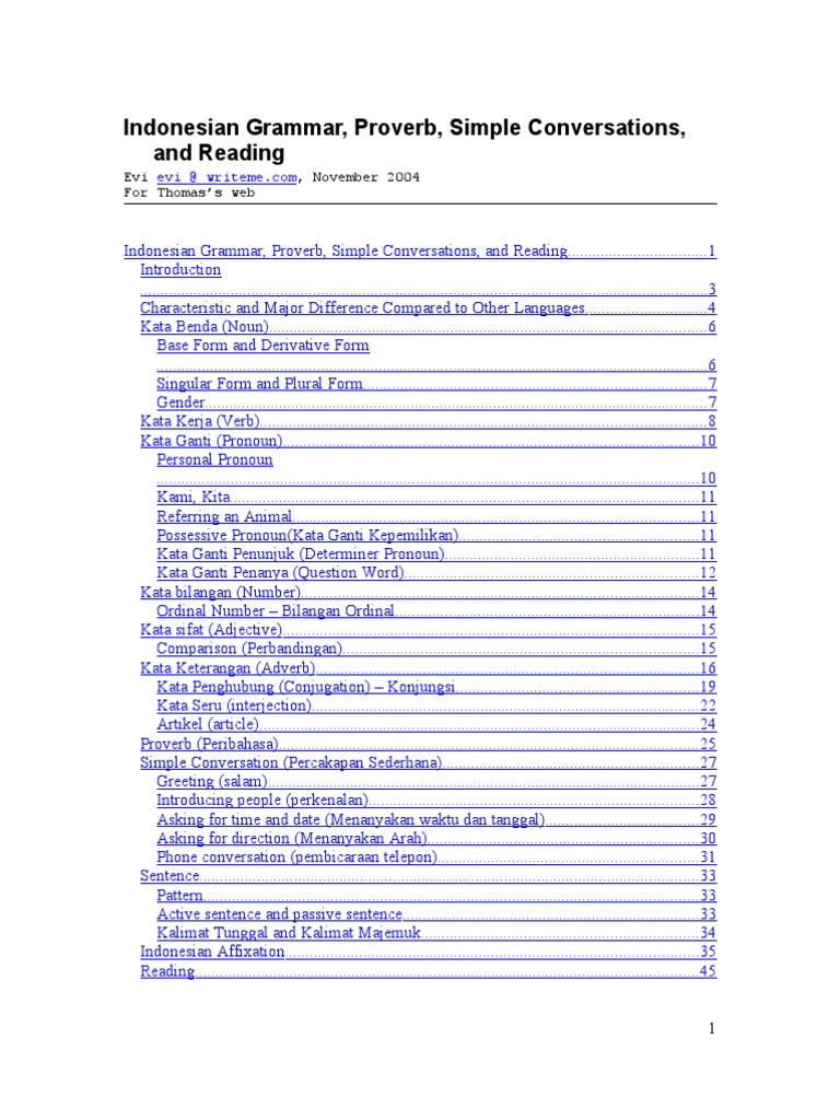 Indonesian Language Essentials Guide | PDF | Indonesian Language ...