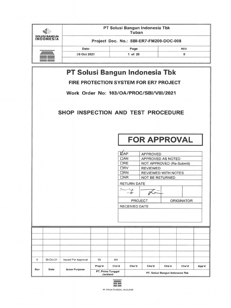 8) Shop Inspection and Test Procedure | PDF