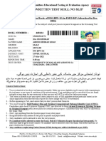 Etea Written Test Roll No Slip: Khyber Pakhtunkhwa Educational Testing & Evaluation Agency