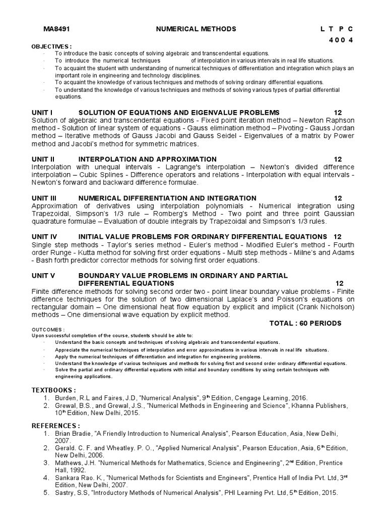 Syllabus | PDF | Concrete | Numerical Analysis