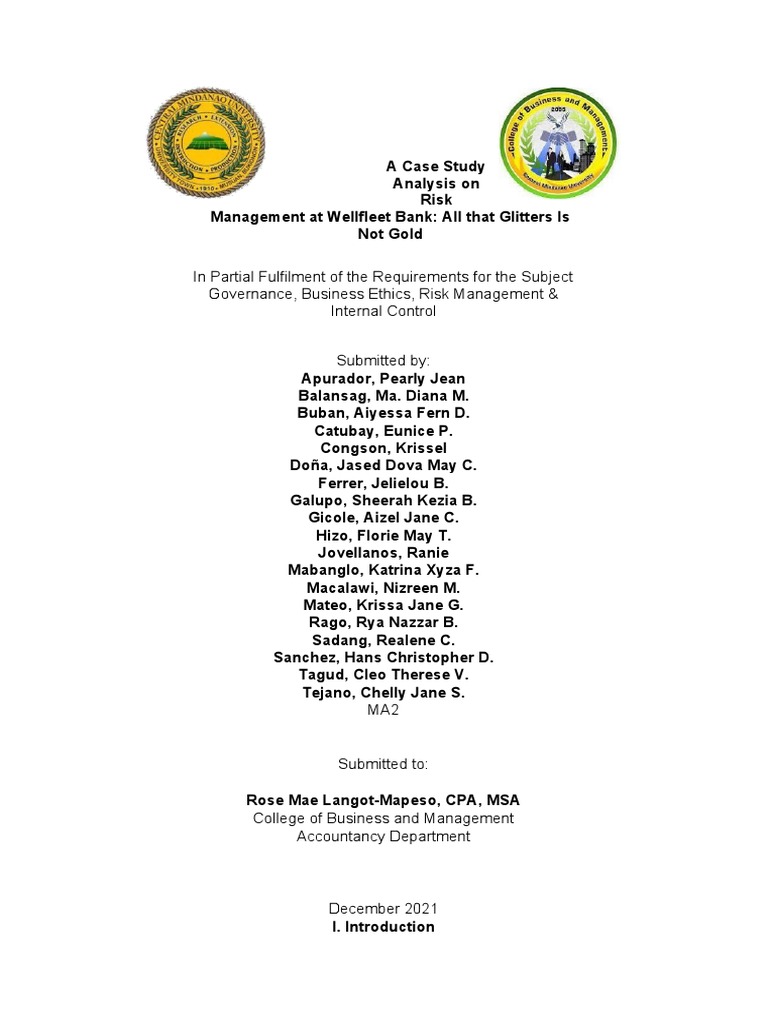 Wellfleet Bank All That Glitters Is Not Gold PDF