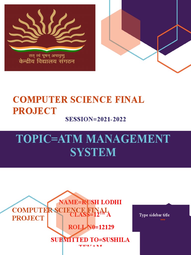 Topic Atm Management System Computer Science Final Project With