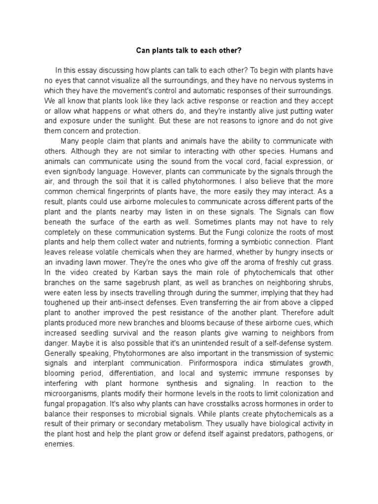 Can Plants Talk To Each Other? PDF Plant Hormone Plants
