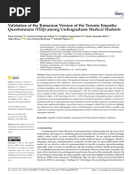 Validation of The Romanian Version of The Toronto Empathy Questionnaire (TEQ) Among Undergraduate Medical Students