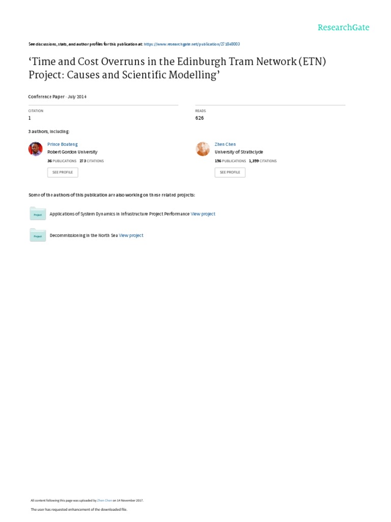 Time and Cost Overruns in The Edinburgh Tram Network (ETN) Project