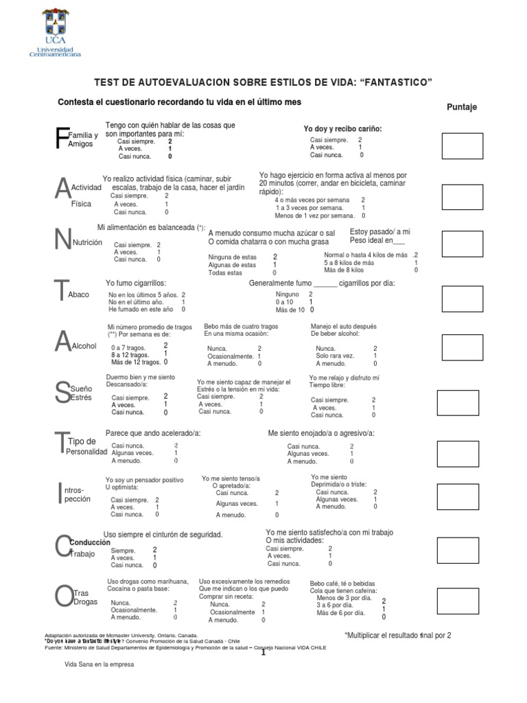 Test de Estilos de Vida Saludables | PDF | Vino | Alimentos