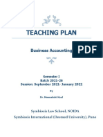 Teaching Plan: Business Accounting