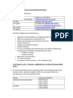 Procedure For Enrollment Process For New Students (Freshmen)