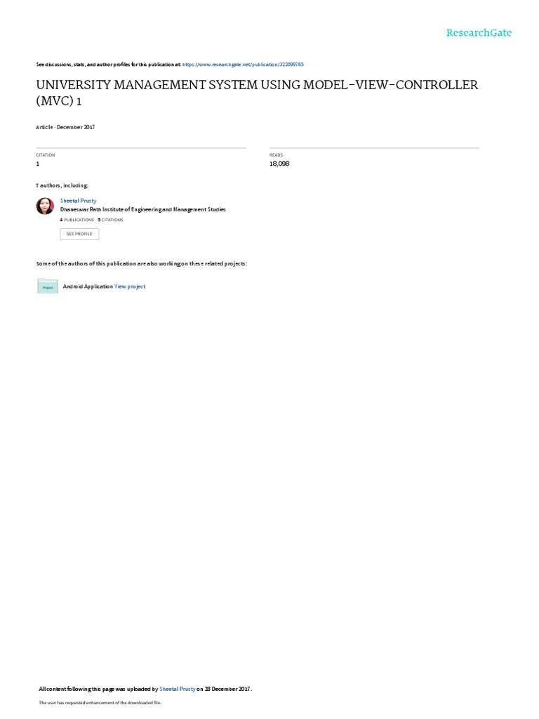 University Management System Using Model-View-Controller (MVC) 1 | PDF ...