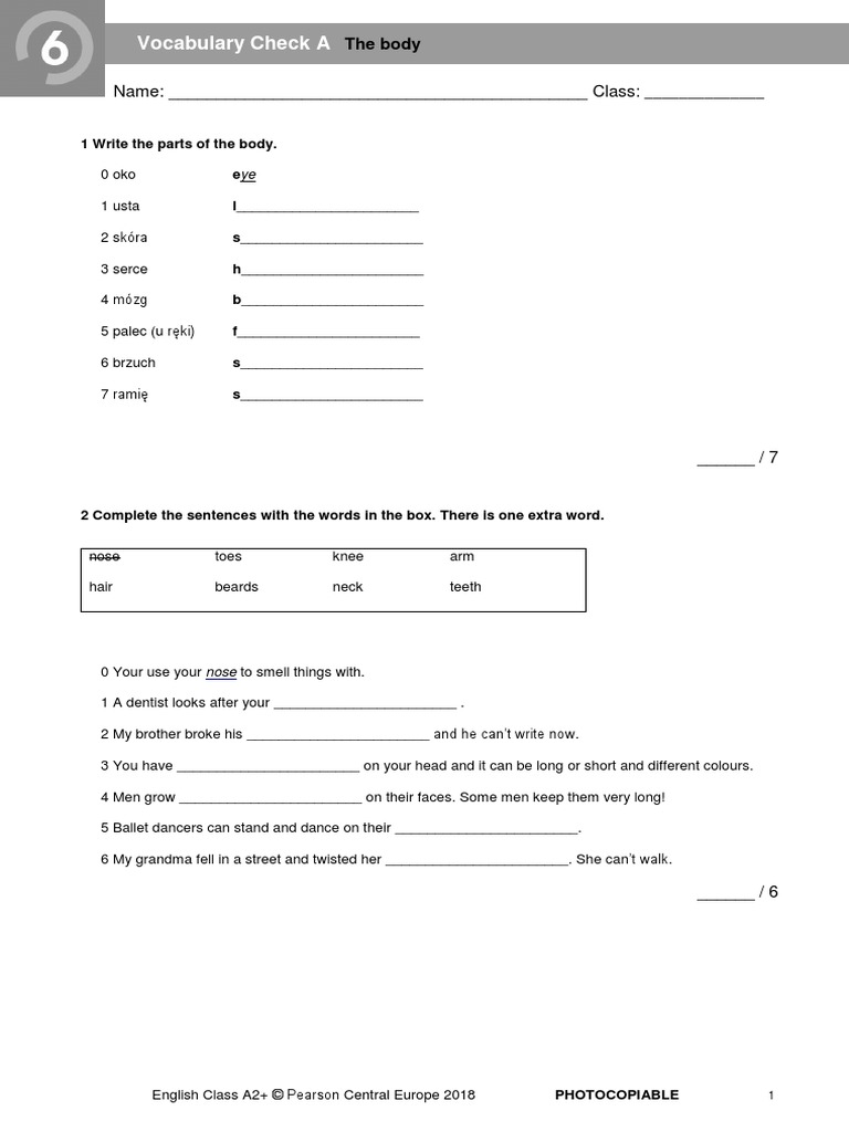 ECA2+ - Tests - Vocabulary Check 6A - 2018 | PDF