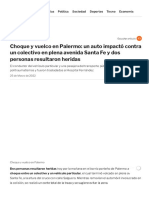 Choque y Vuelco en Palermo - Un Auto Impactó Contra Un Colectivo en Plena Avenida Santa Fe y Dos Personas Resultaron Heridas - Infobae