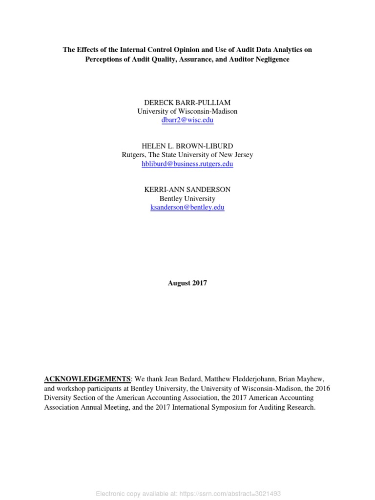 The Effects of The Internal Control Opinion and Use of Audit Data ...