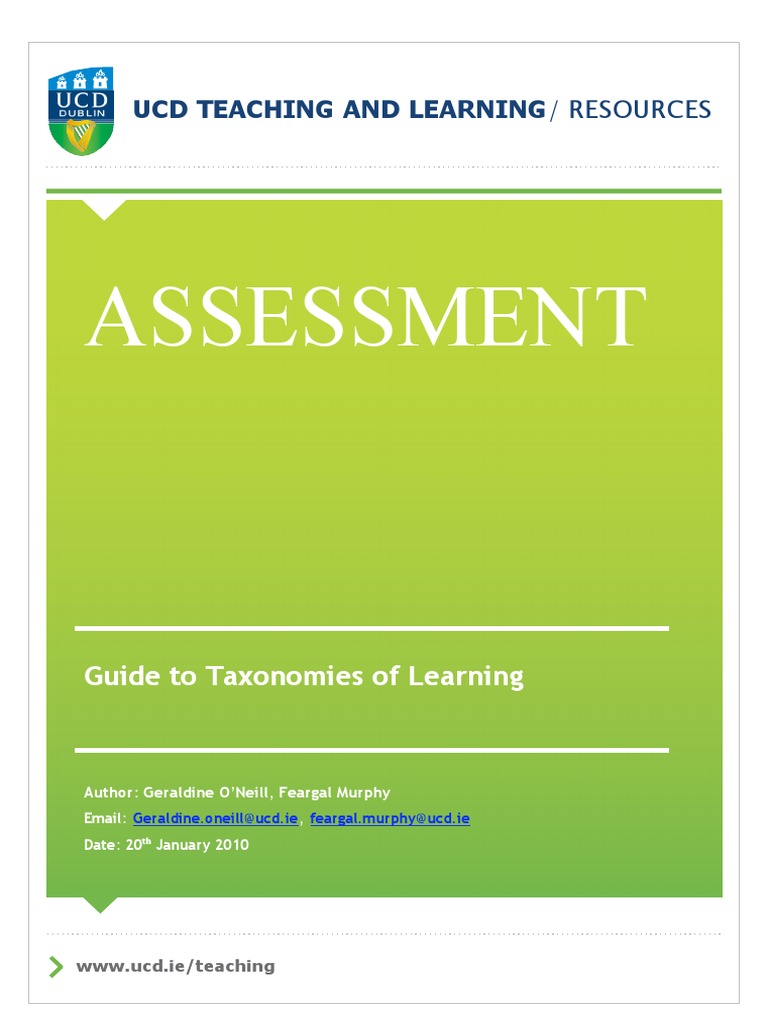 Assessment Ucd Teaching and Learning/ Resources PDF Learning