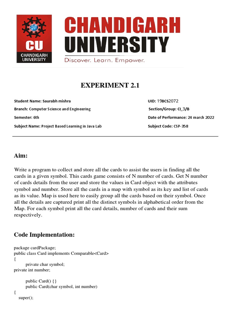 Java Lab 2.1 Worksheet | PDF | Java (Programming Language) | Object ...
