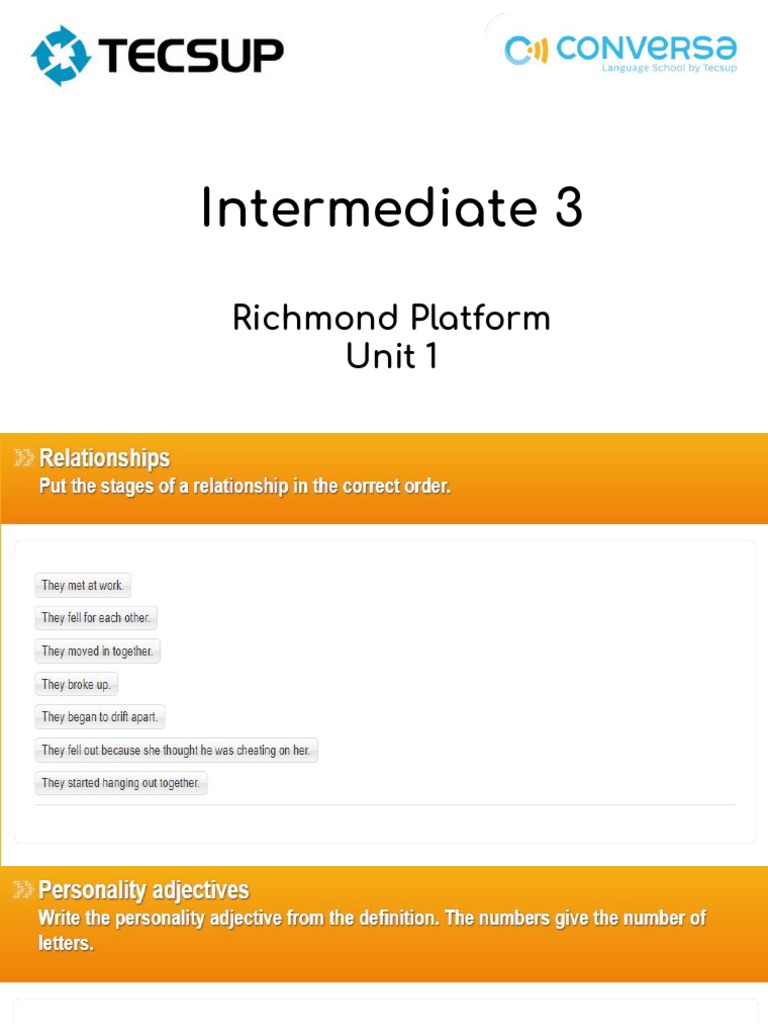 Intermediate 3: Richmond Platform Unit 1 | PDF