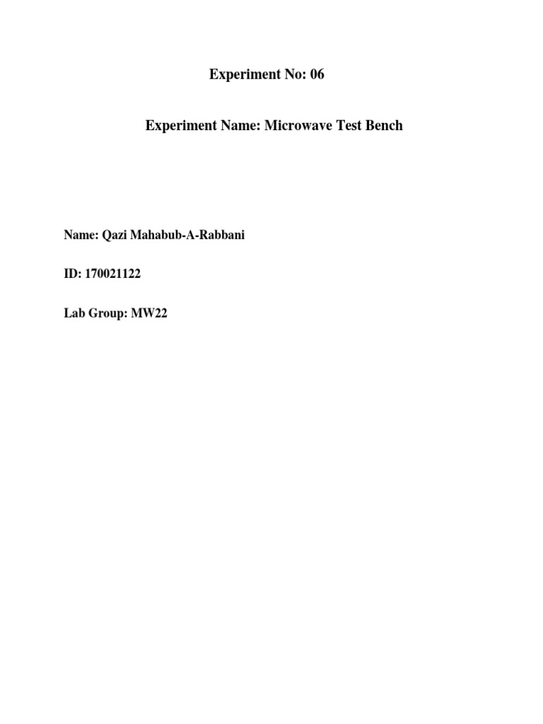Microwave Test Bench Overview and Setup | PDF | Microwave | Waveguide
