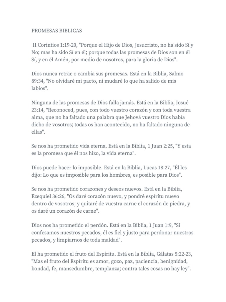 Promesas de Dios en la Biblia | PDF | Dios | espíritu Santo
