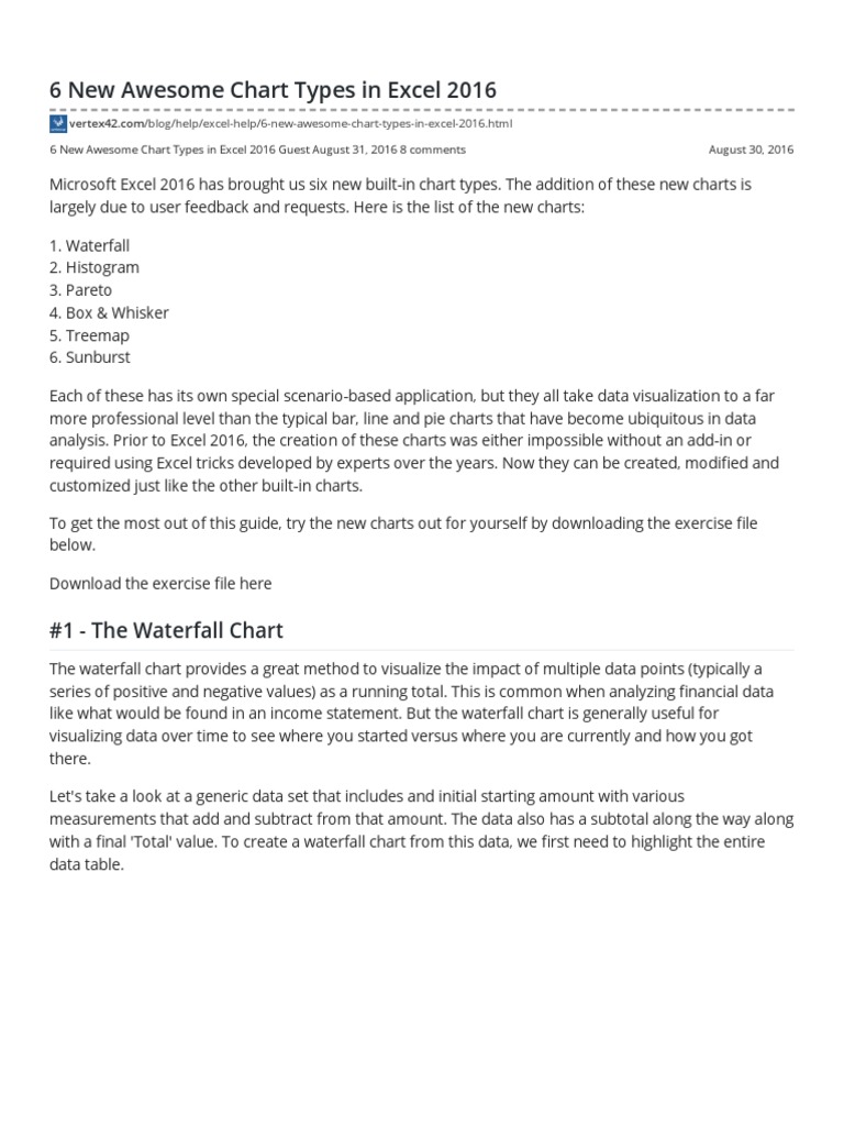 6 New Awesome Chart Types in Excel 2016 PDF Quartile Microsoft Excel