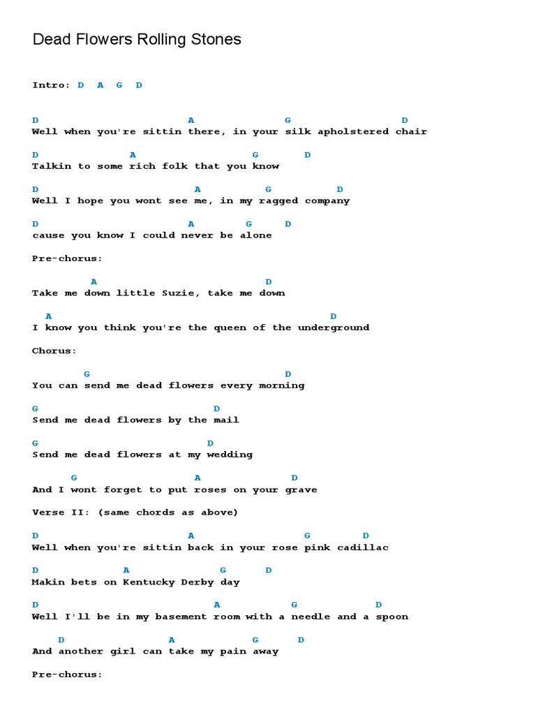 Dead Flowers Rolling Stones PDF