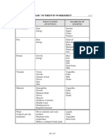 Basic Nutrients Worksheet: Resource For Option #3