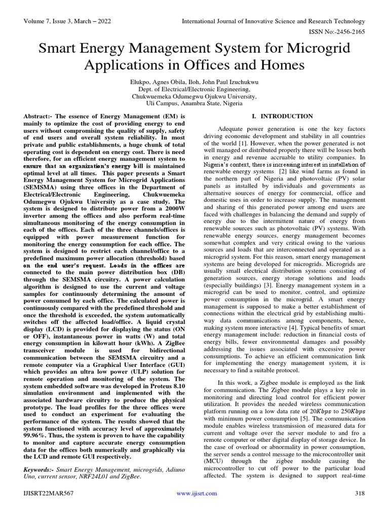Smart Energy Management for Microgrids | PDF | Photovoltaics ...