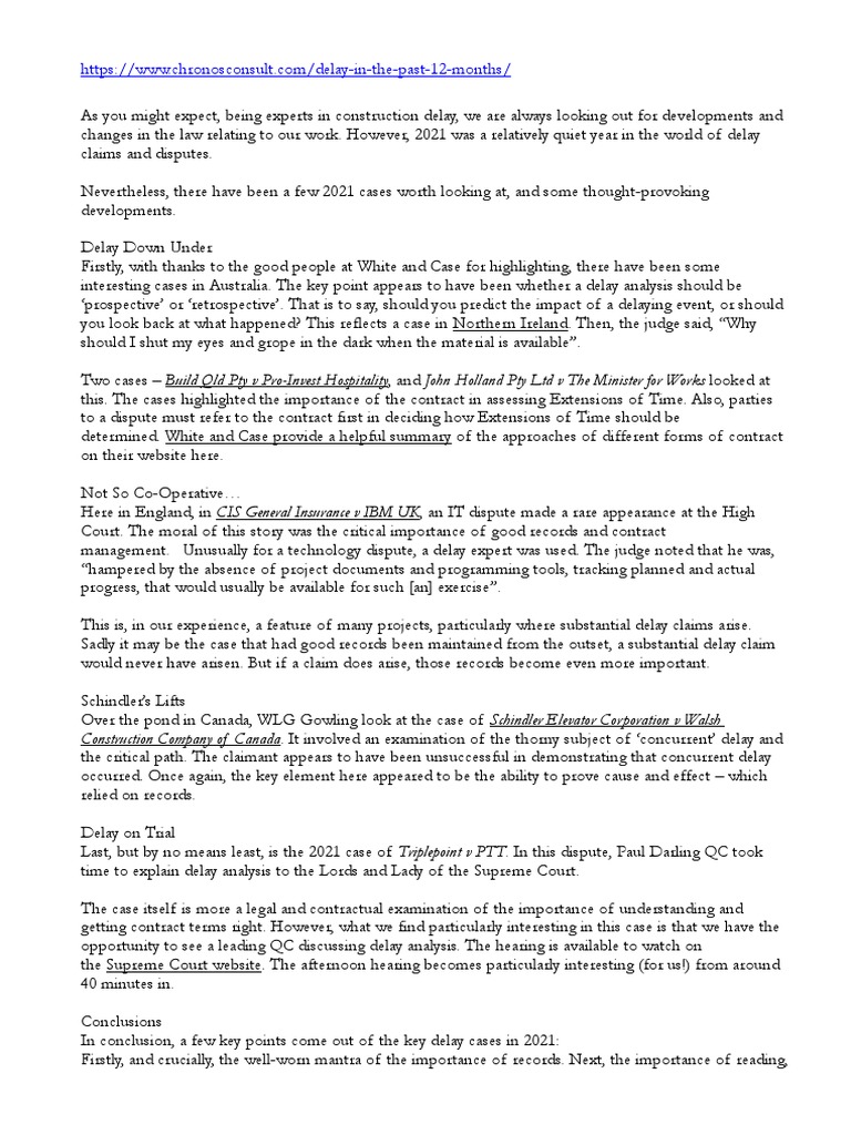 Delay Analysis - Mar 2022 | PDF | Adjudication | Arbitration