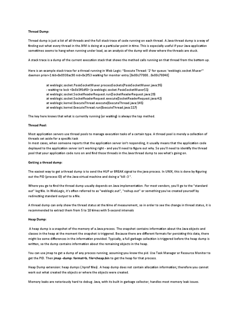 Thread Dump PDF Process Java (Programming Language)