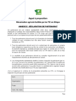 Appel À Proposition: Mécanisation Agricole Facilitée Par Les TIC en Afrique Annexe E: Déclaration de Partenariat