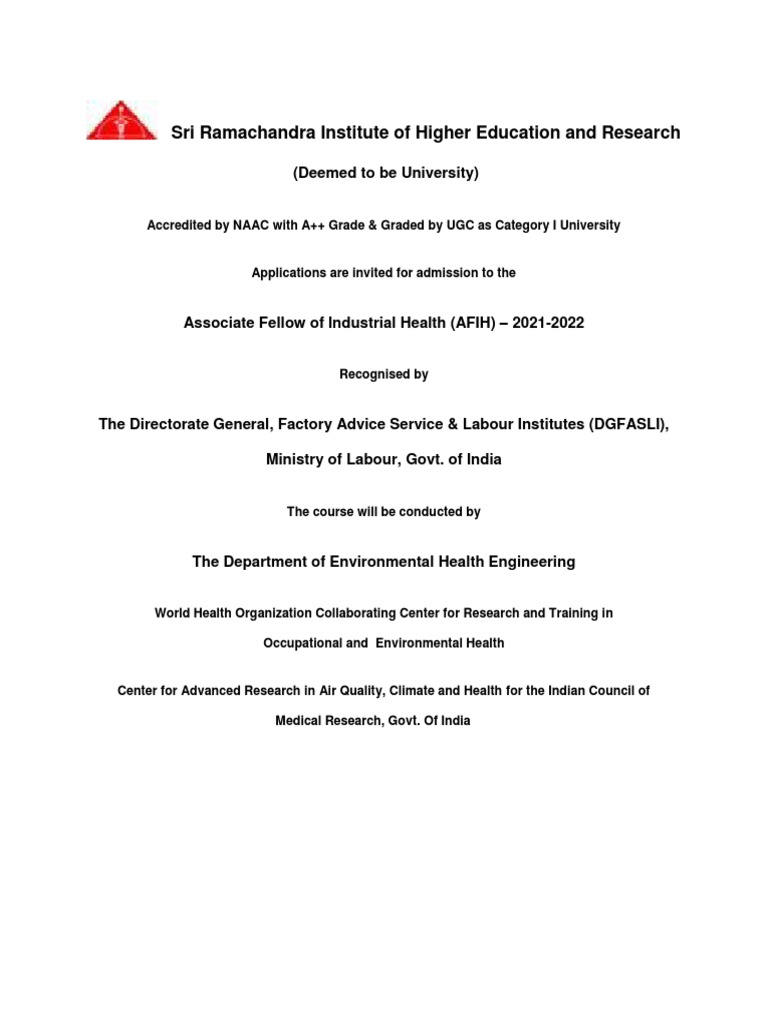 AFIH course 20211628492439 PDF University And College Admission