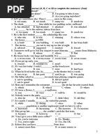 III. Choose The Best Answer (A, B, C or D) To Complete The Sentences: (3ms)