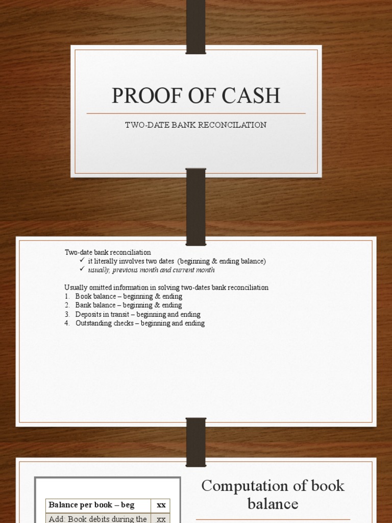Proof of Cash: Two-Date Bank Reconcilation | PDF | Debits And Credits ...