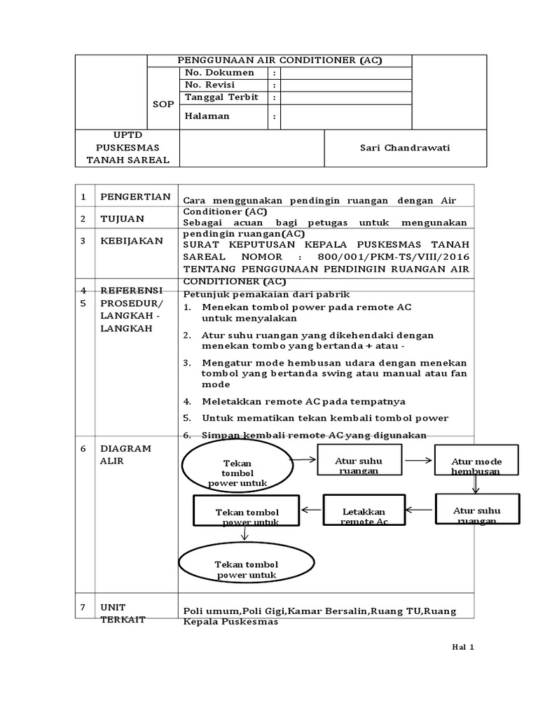 Sop Penggunaan Ac | PDF