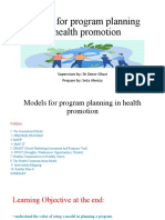 Models For Program Planning in Health Promotion