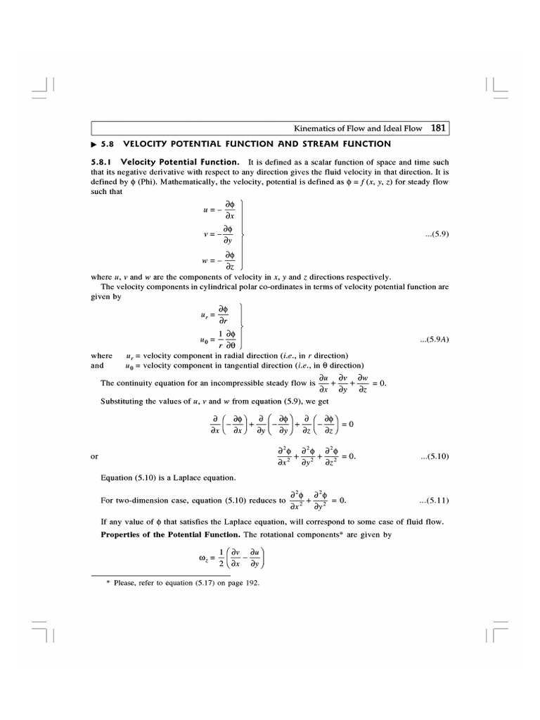 Velocity Potential Function and Stream Function - Fluid Kinematics - RK ...