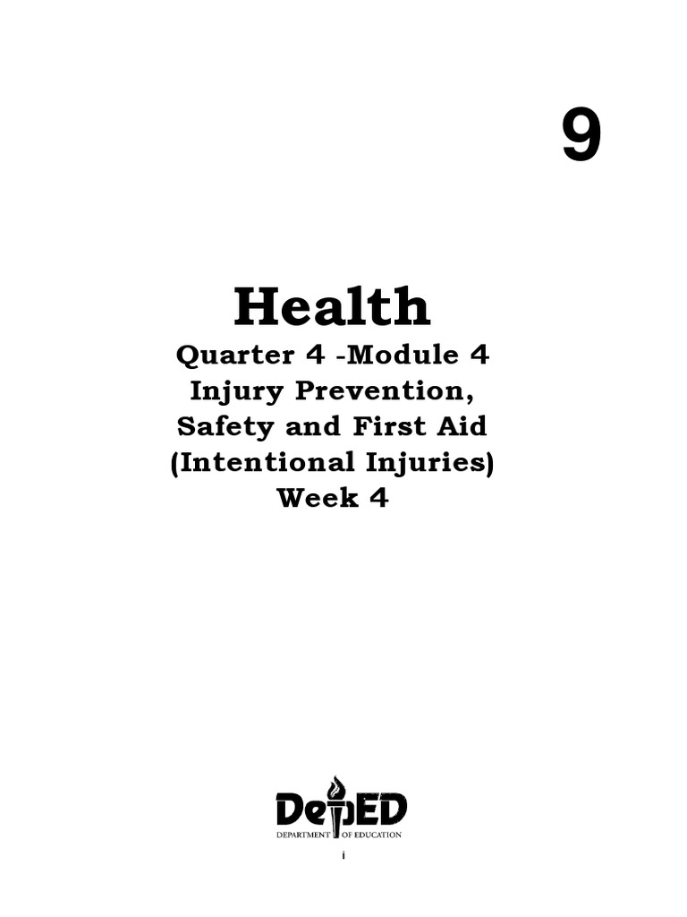 Health: Quarter 4 - Module 4 Injury Prevention, Safety and First Aid ...