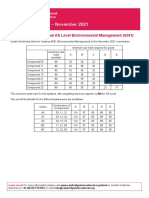 Grade Thresholds - November 2021: Cambridge International AS Level Environmental Management (8291)