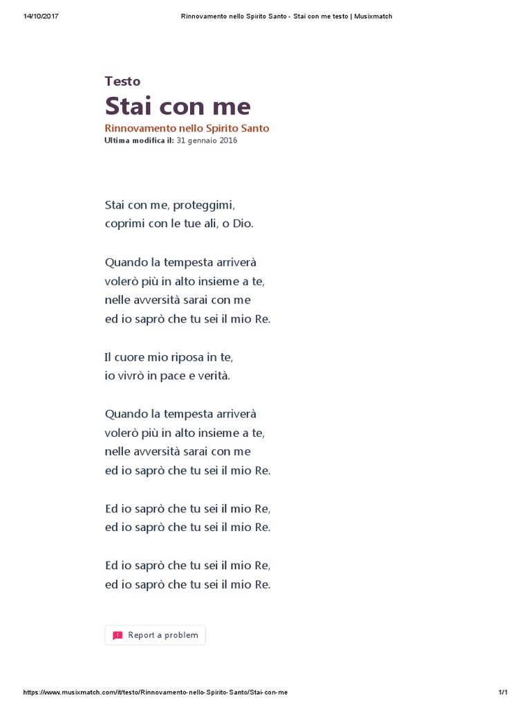 Rinnovamento Nello Spirito Santo Stai Con Me Testo Musixmatch PDF