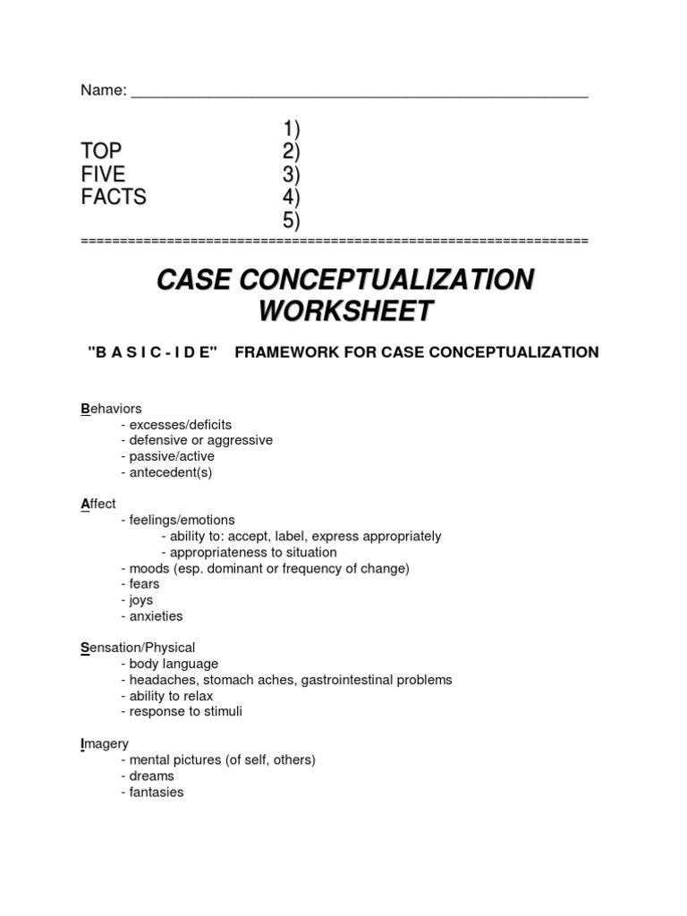 Therapy case conceptualization worksheet