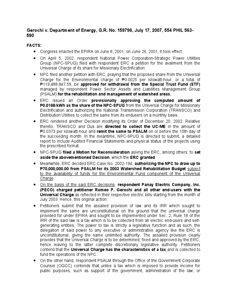 Gerochi v. Department of Energy, G.R. No. 159796, July 17, 2007, Case
