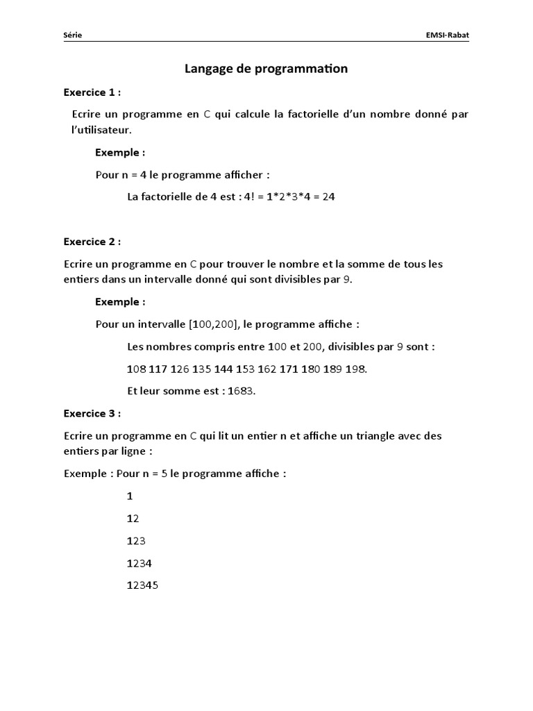 Programmes C : Factorielle et Triangles | PDF