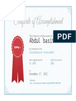 Abdul Basit: Intermediate Assessment 41 WPM 98%