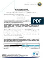 Resolución Académica N° 000061 del 14 de septiembre de 2020 Calendario con modificaciones aprobadas.